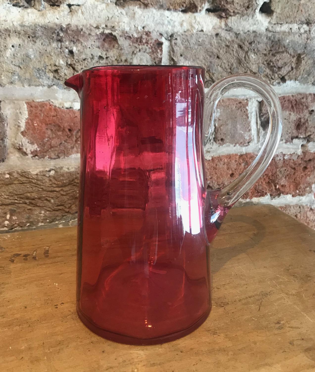 19th century Cranberry glass jug