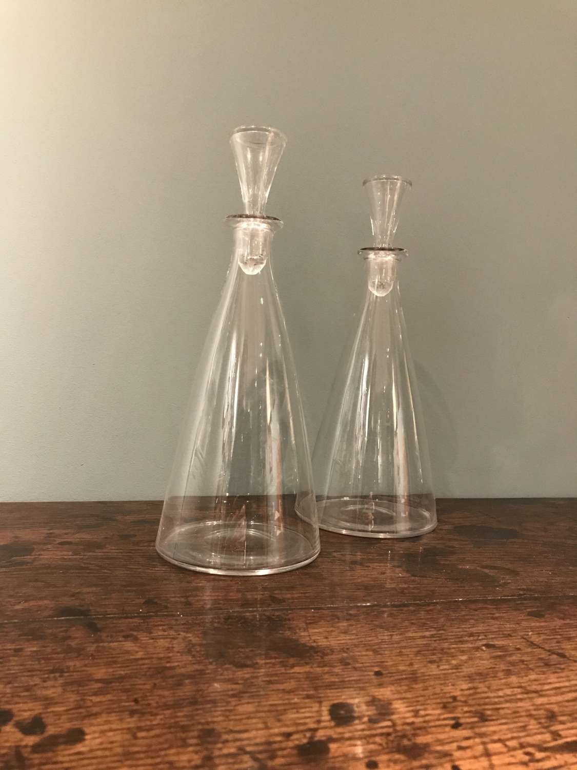A pair of decanters by Whitefriars