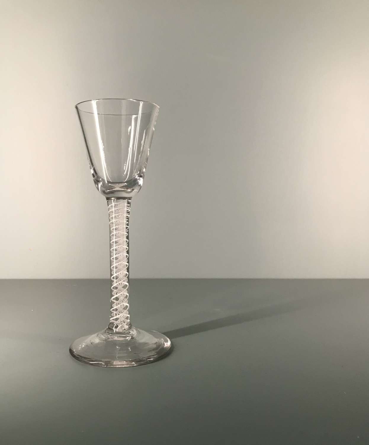 18th c. double series opaque twist cordial glass