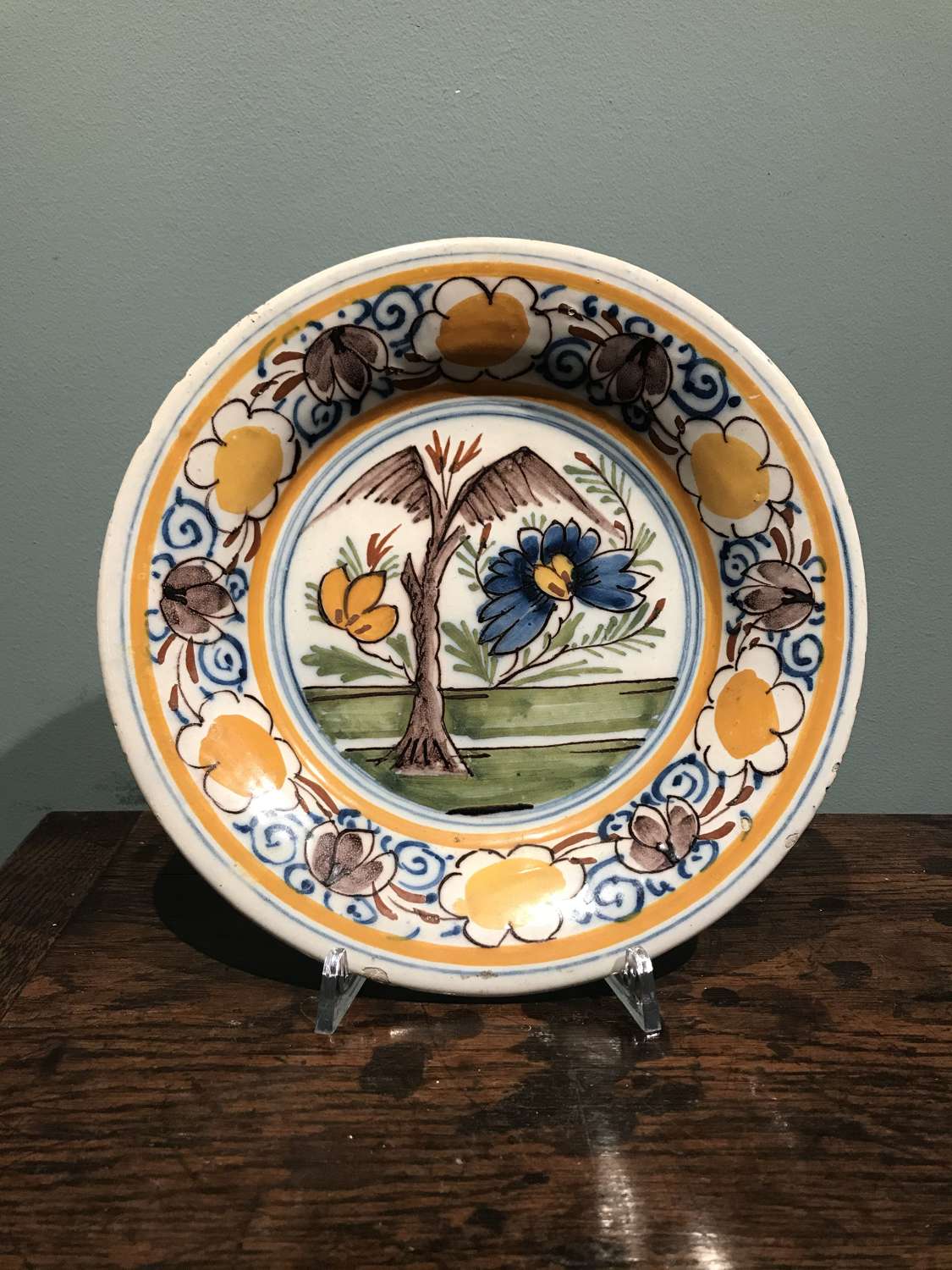 18th c. Dutch Delft Polychrome plate