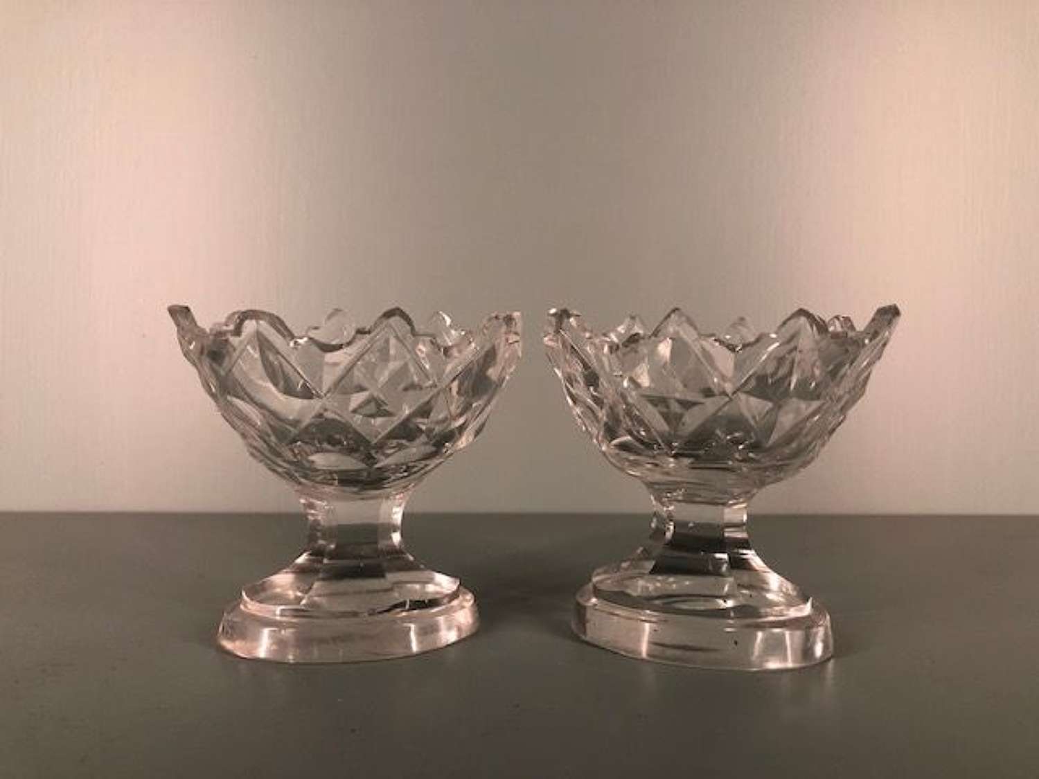 Pair of 18th century Irish cut glass salts