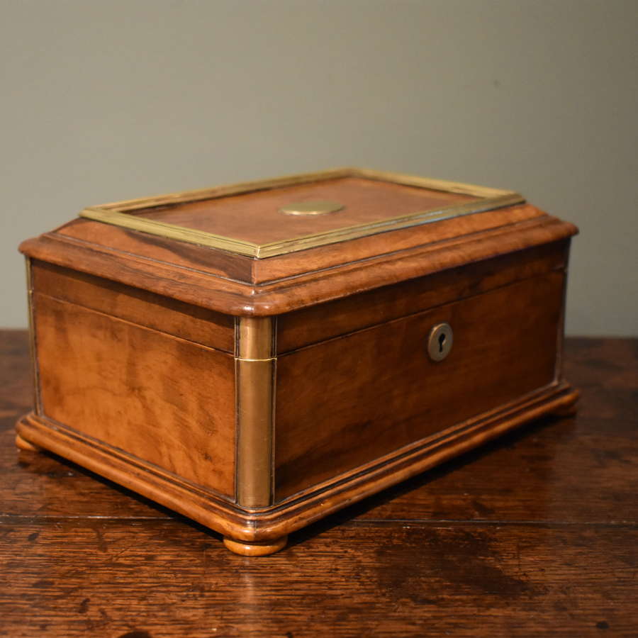 19th c. olive wood box with brass bandings