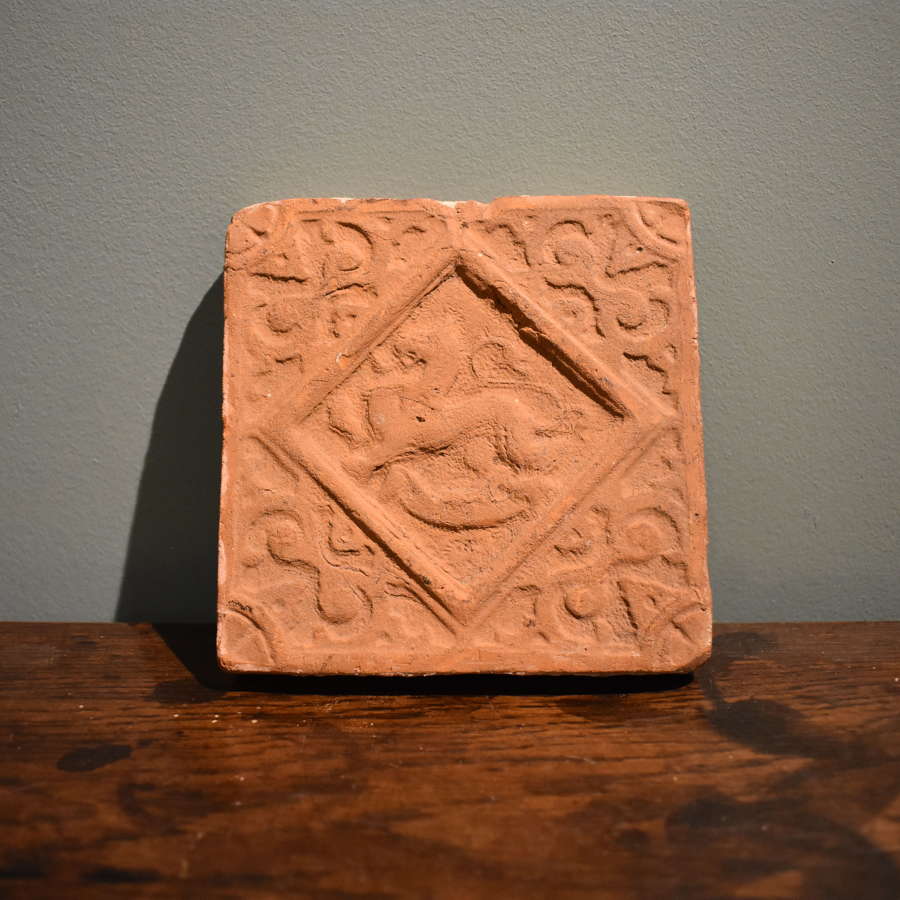 Tudor period Terracotta Tile with Mythical Beast Motif