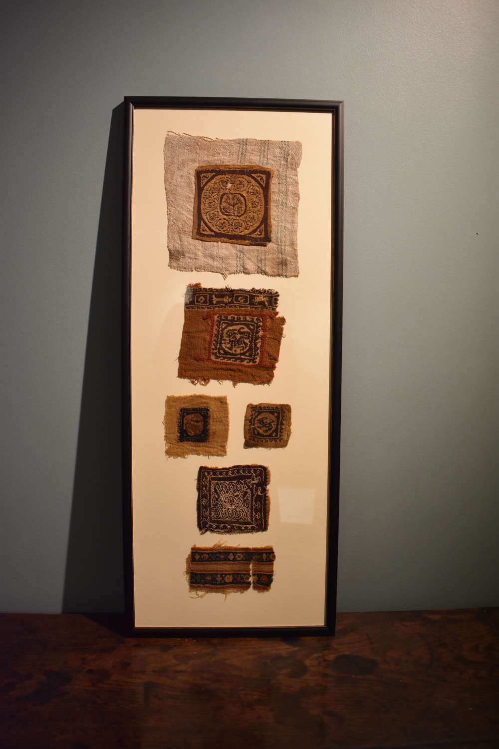 A group of 6 x 3rd-6th c. framed Coptic textile fragments
