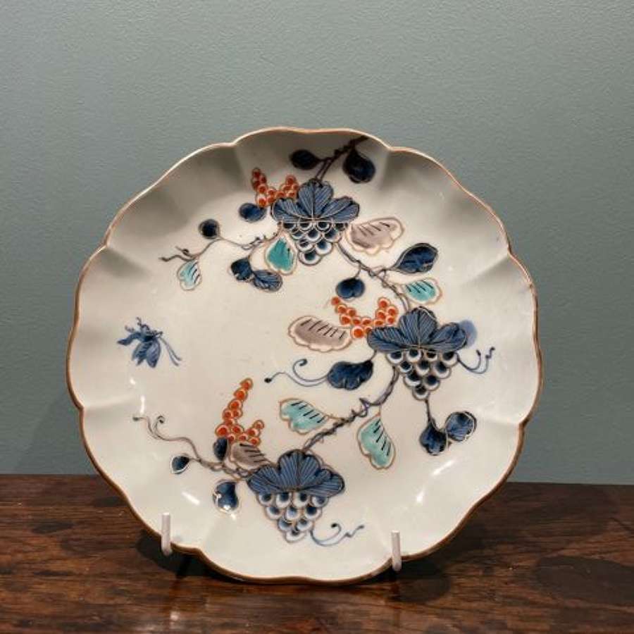 Mid 18th c. Japanese Arita Imari verte plate with grape motifs