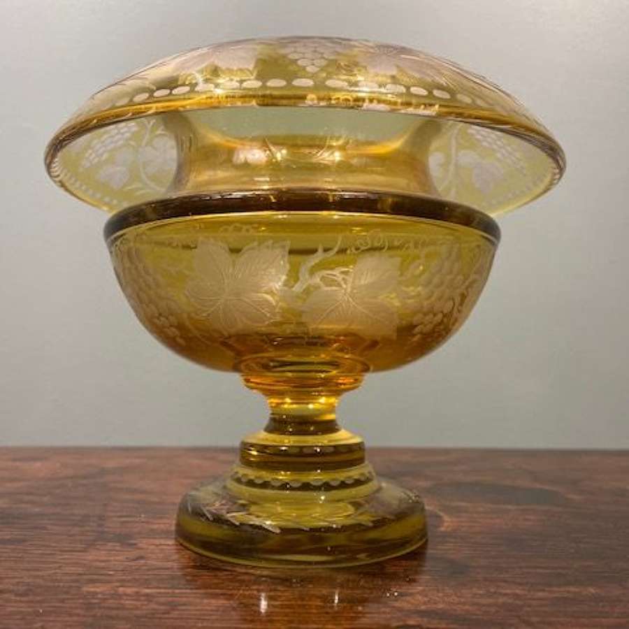 19th c. Amber glass bowl with grape and vine motifs
