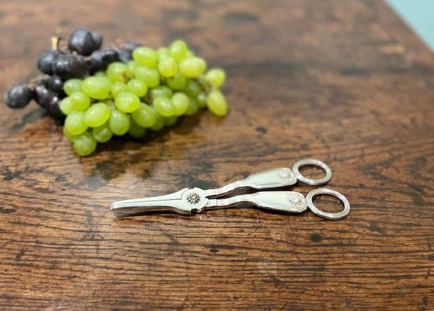 Pair of 19th century silver grape scissors